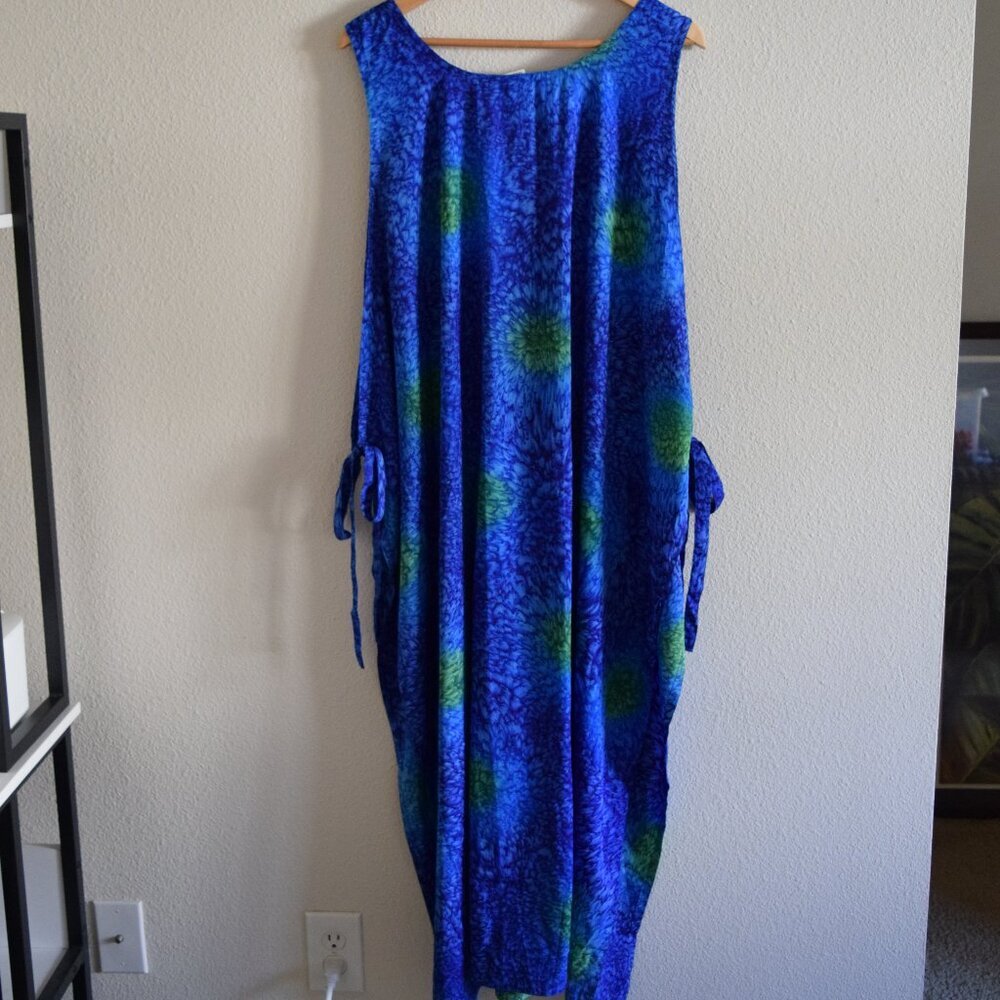 RIMA Swimwear Beach Cruise  Cover Up with Ties Blue Green One size
